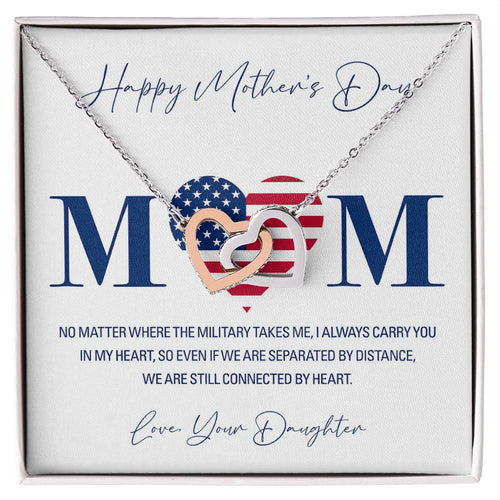 Military Daughter Carry You In My Heart Mother'S Day Necklace Interlocking Hearts Necklace