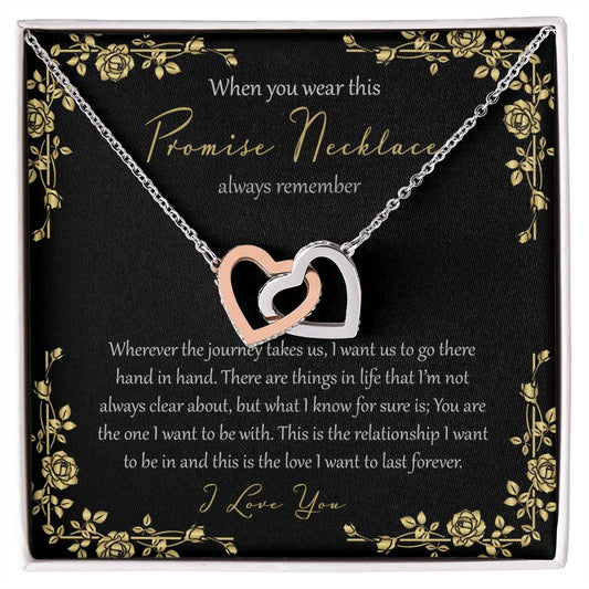 Wherever This Journey Takes Us - Black Interlocking Hearts Necklace