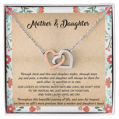 Gift For Mom - Mother & Daughter - Interlocking Interlocking Hearts Necklace