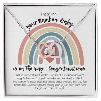 Rainbow Baby Necklace Interlocking Hearts Necklace