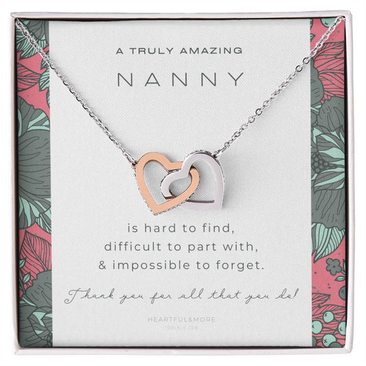 Nanny Appreciation Necklace Gift Nanny Thank You Gift Thank You Nanny Gift For Nanny Leaving A Truly Amazing Babysitter Gift Best Nanny Interlocking Hearts Necklace