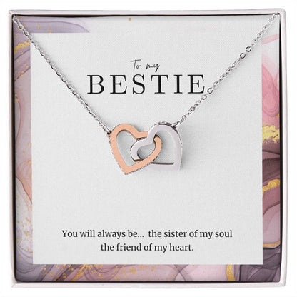 To My Bestie Interlocked Heart Necklace Interlocking Hearts Necklace
