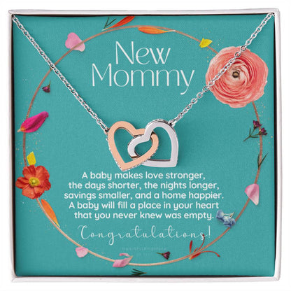 Mom To Be Necklace New Mom Necklace First Time Mom Necklace Pregnancy Gift New Mom Gift New Mommy Gift New Mom Gift Jewelry Interlocking Hearts Necklace