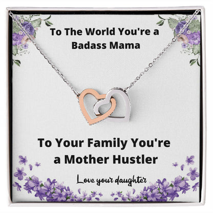 Necklace From Daughter Badass Mama Gift For Mother Gift Idea Best Mom Ever Interlocking Hearts Necklace
