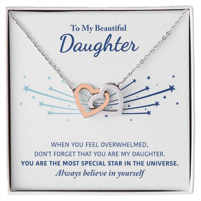 My Beautiful Daughter - Keep Me In Your Heart - Interlocking Heart Necklace Interlocking Hearts Necklace
