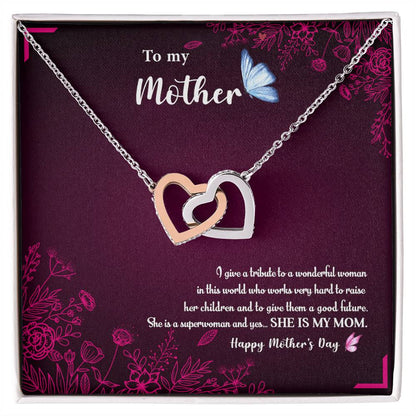 To My Mom Interlocking Hearts Necklace