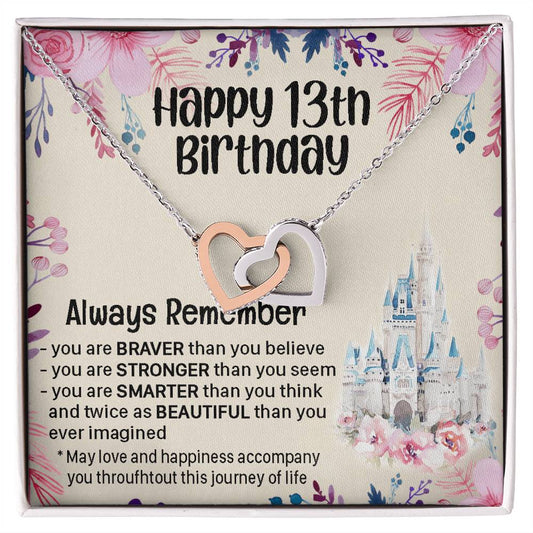 Happy 13Th Birthday Gift For Daughter Gift For 13 Years Old Birthday Teen Girl Daughter Necklace Gift Interlocking Hearts Necklace
