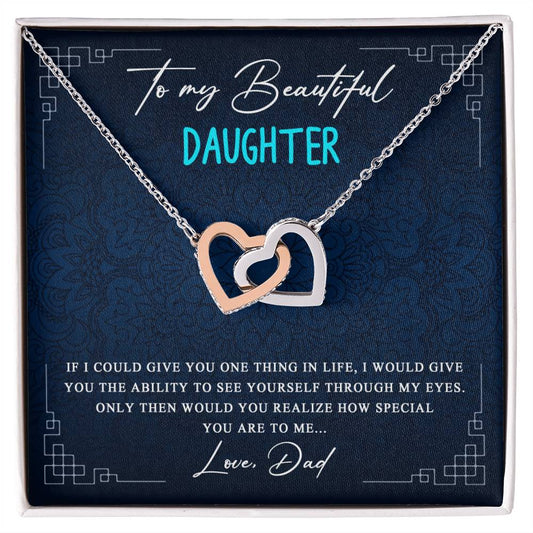 Special Gift For Daughter From Dad Interlocking Hearts Necklace