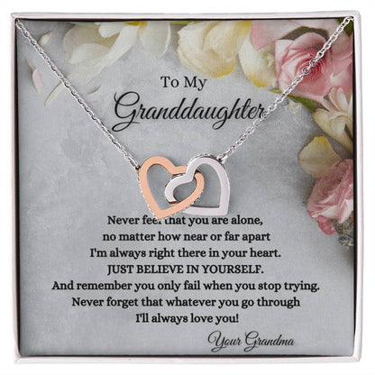 To My Granddaughter Interlocking Hearts Necklace