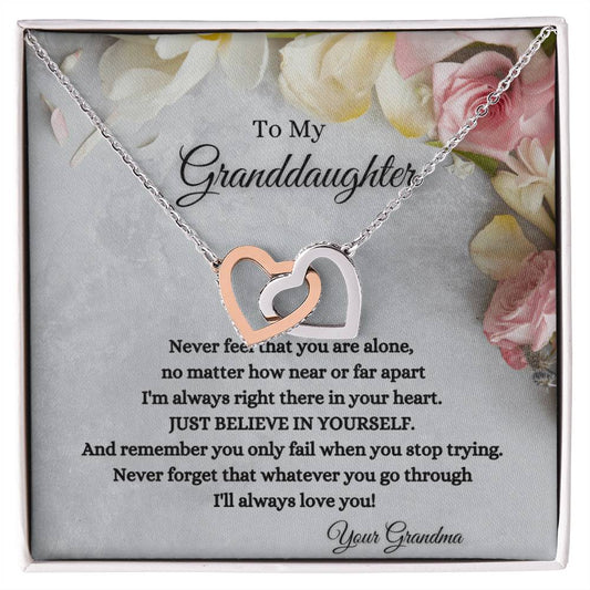 To My Granddaughter Interlocking Hearts Necklace