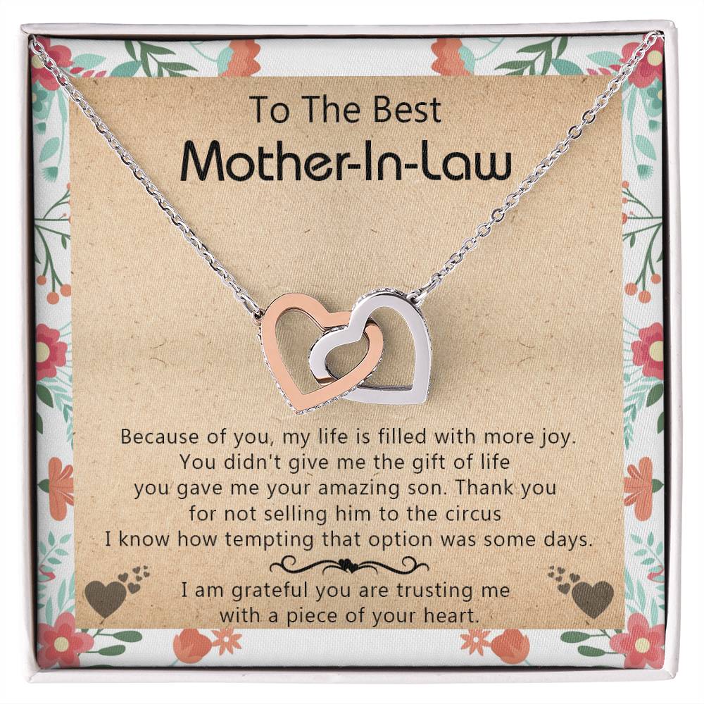 Gift For Mother-In-Law - My Life Is Filled With More Joy New - Interlocking Interlocking Hearts Necklace