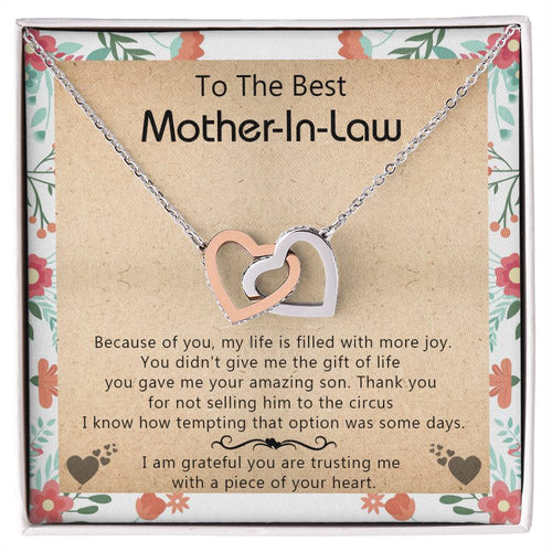 Gift For Mother-In-Law - My Life Is Filled With More Joy New - Interlocking Interlocking Hearts Necklace