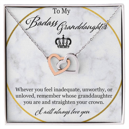 To My Badass Granddaughter Interlocking Hearts Necklace