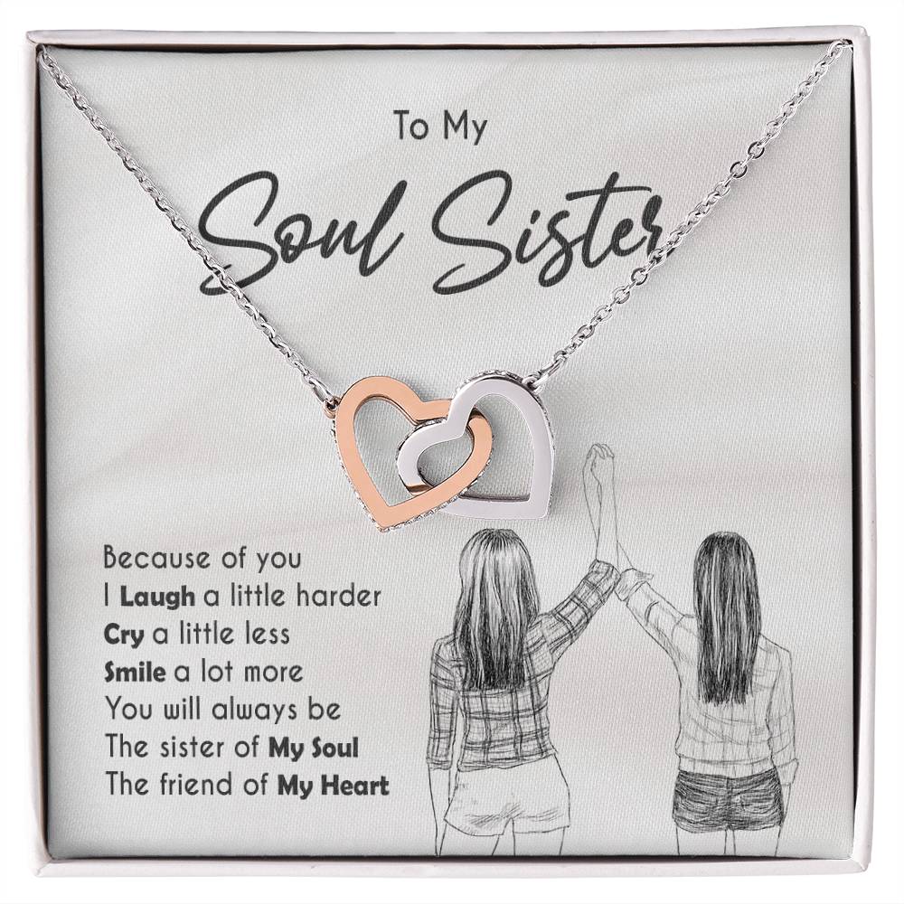 To My Soul Sister - Special Love Interlocking Hearts Necklace