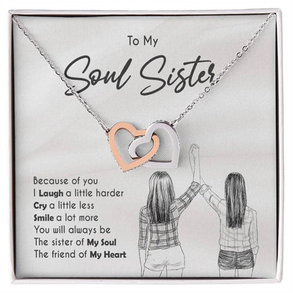 To My Soul Sister - Special Love Interlocking Hearts Necklace