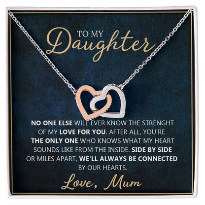 To My Daughter - Unique Heart Bonding Necklace Gift Set Interlocking Hearts Necklace