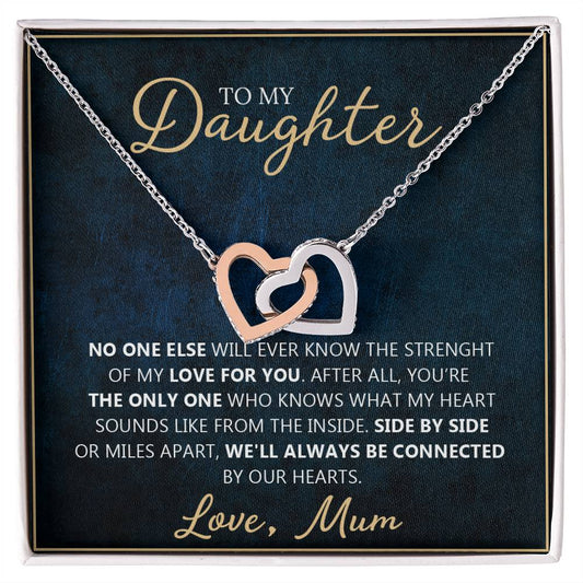 To My Daughter - Unique Heart Bonding Necklace Gift Set Interlocking Hearts Necklace
