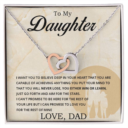 To My Daughter - You Can Never Lose - Necklace Interlocking Hearts Necklace
