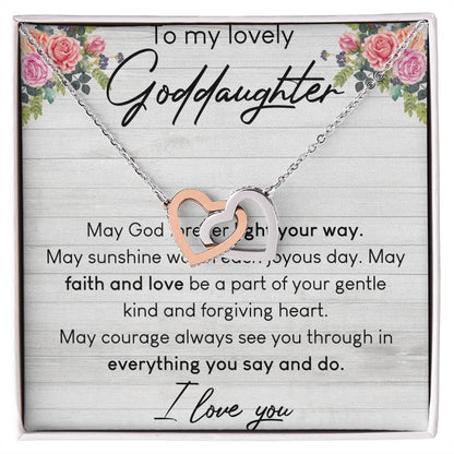 To My Lovely Goddaughter Interlocking Hearts Necklace Birthday Message Card