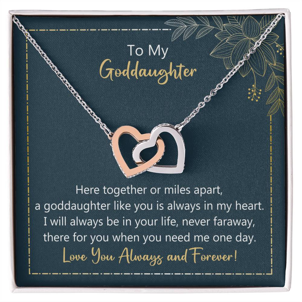 To My Goddaughter I Will Be In Your Life - Never Faraway Necklace Interlocking Hearts Necklace