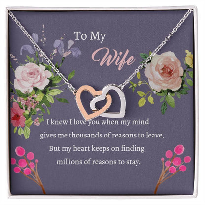 To My Wife - Mind Heart Stay - Necklace Interlocking Hearts Necklace