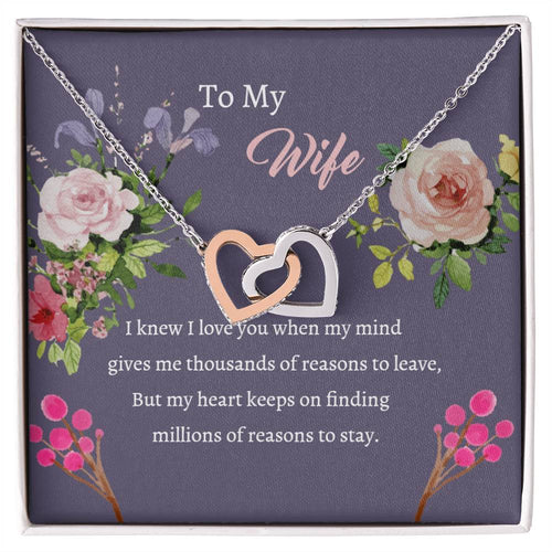 To My Wife - Mind Heart Stay - Necklace Interlocking Hearts Necklace