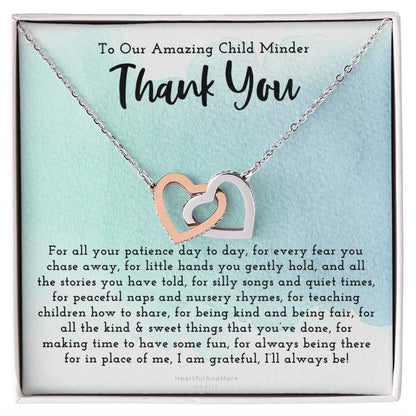 Thank You Gift For Child Minder Child Minder Appreciation Gift Child Minder Leaving Gift Childminder Christmas Gift Child Minder Necklace Interlocking Hearts Necklace
