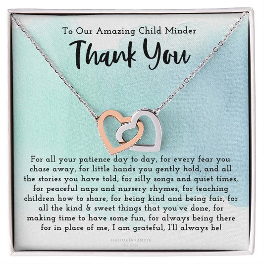 Thank You Gift For Child Minder Child Minder Appreciation Gift Child Minder Leaving Gift Childminder Christmas Gift Child Minder Necklace Interlocking Hearts Necklace