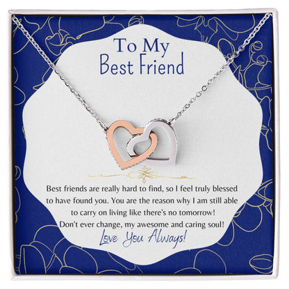 To My Best Friend Interlocking Hearts Necklace