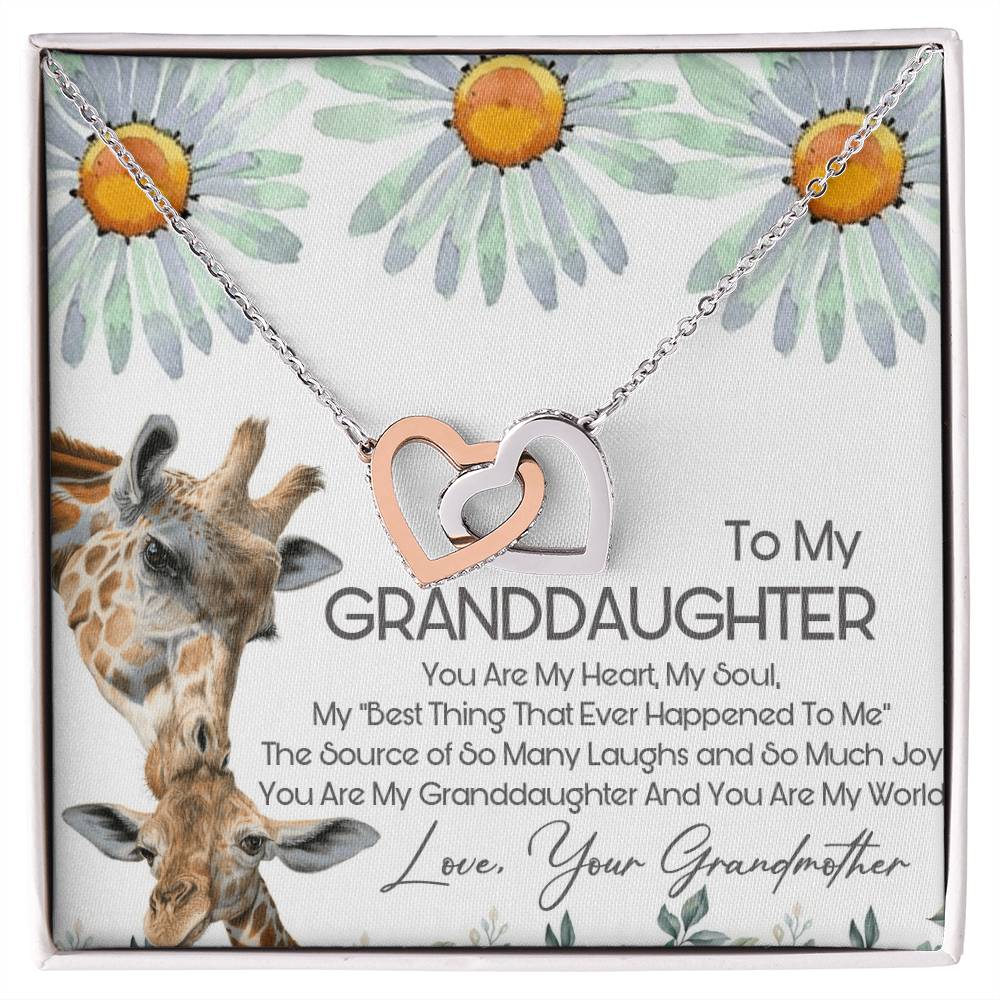 To My Granddaughter Interlocking Hearts Necklace Message Card