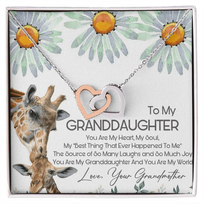 To My Granddaughter Interlocking Hearts Necklace Message Card
