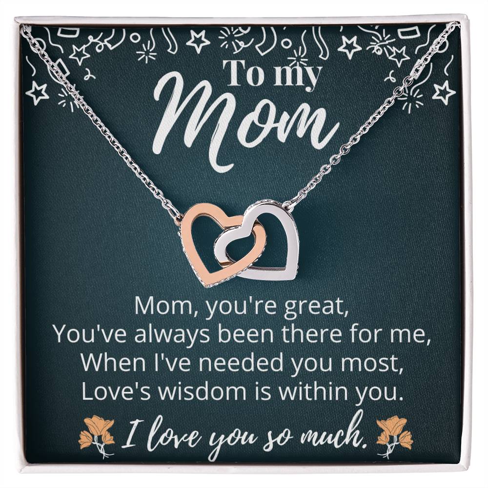 Mother'S Day Gift- Forever Together Love - Never-Ending Love Cubic Zirconia Stones Interlocking Hearts Necklace