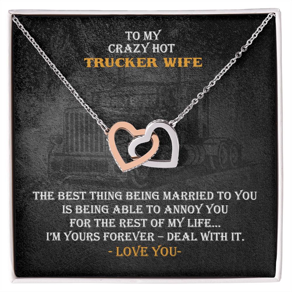 Hot Trucker Wife Interlocked Hearts Necklace Interlocking Hearts Necklace