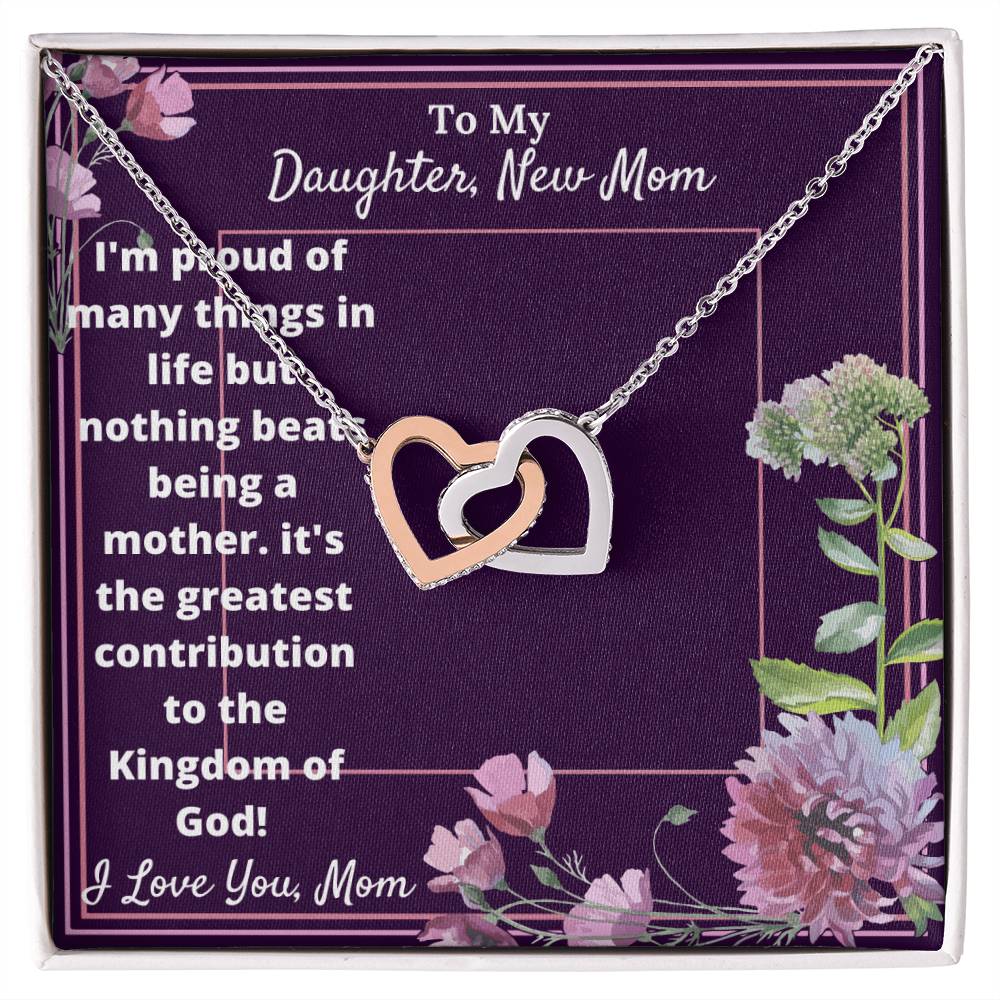 New Mom Cubic Zirconia Stone Necklace Interlocking Hearts Necklace