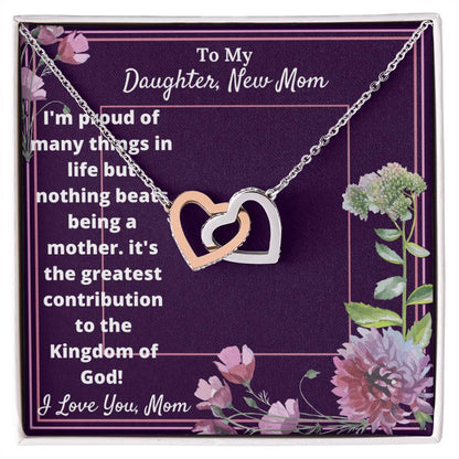 New Mom Cubic Zirconia Stone Necklace Interlocking Hearts Necklace