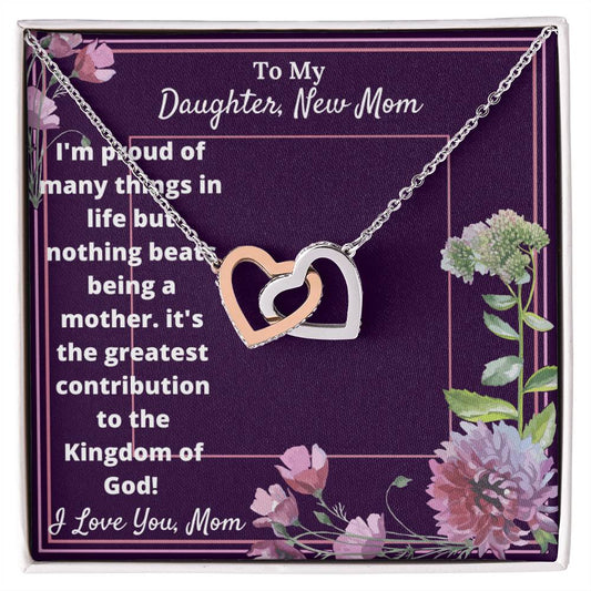 New Mom Cubic Zirconia Stone Necklace Interlocking Hearts Necklace