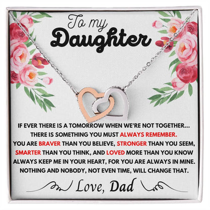 To My Daughter - My Love Is Forever Dad - Necklace Interlocking Hearts Necklace