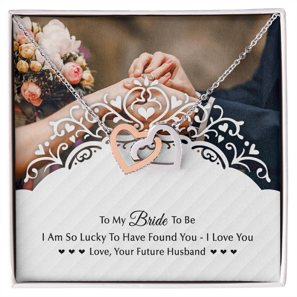 To My Bride To Be . Gift For Fiancee Interlocking Hearts Necklace