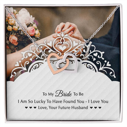 To My Bride To Be . Gift For Fiancee Interlocking Hearts Necklace
