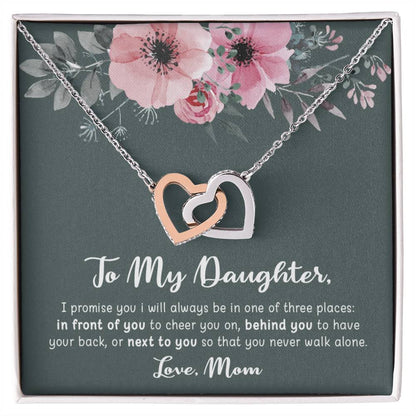 To My Daughter - I Promise You - Necklace Interlocking Hearts Necklace