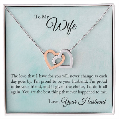 To My Wife - I'M Proud To Be Your Husband - Interlocking Heart Necklace Interlocking Hearts Necklace