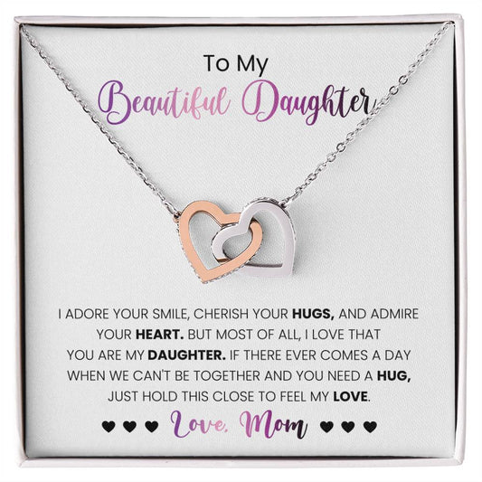 My Daughter - I Adore Your Smile Interlocking Hearts Necklace