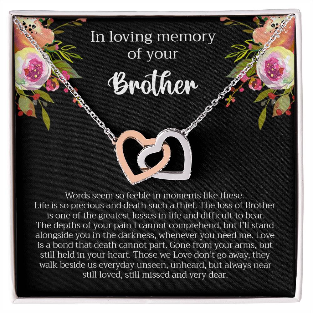 Loving Memory Brother Interlocking Hearts Necklace