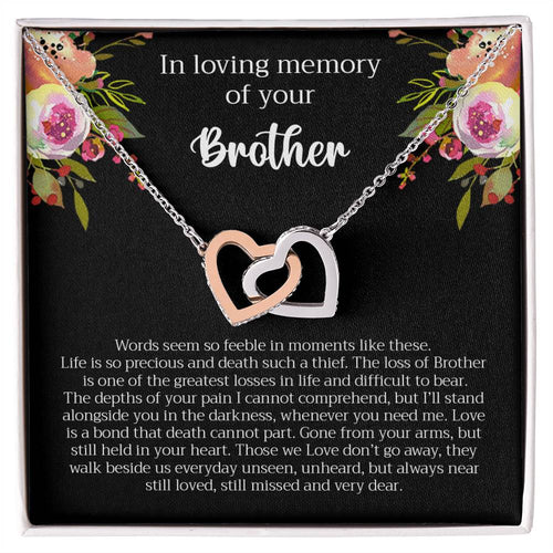 Loving Memory Brother Interlocking Hearts Necklace