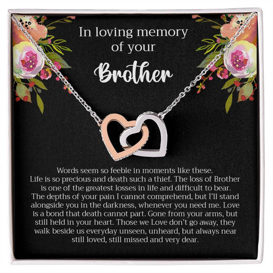 Loving Memory Brother Interlocking Hearts Necklace