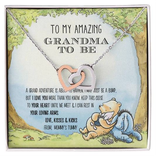 Grandma - A Grand Adventure Is About To Happen Interlocking Hearts Necklace