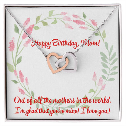 Happy Birthday Two Hearts Necklace For Mom Interlocking Hearts Necklace