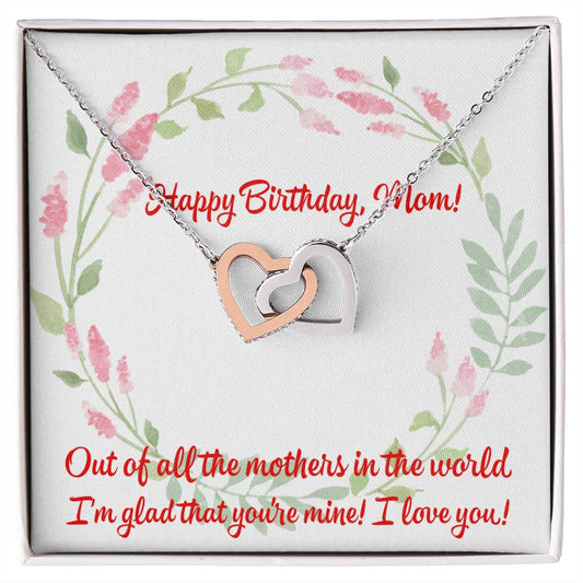 Happy Birthday Two Hearts Necklace For Mom Interlocking Hearts Necklace