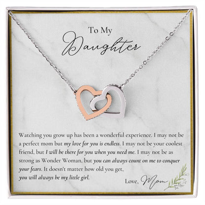To My Daughter My Love For You Is Endless You Can Always Count On Me To Conquer Interlocking Hearts Necklace