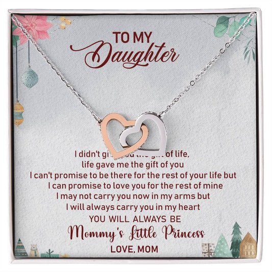 To My Daughter Interlocking Hearts Necklace Message Card